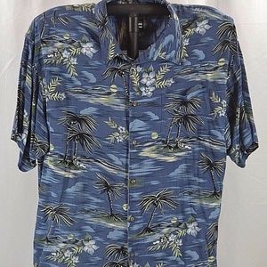 Big Dogs Hawaiian Shirt 3X Blue Night Scene SS Big